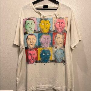 90s 3 Stooges Andy Warhol Vintage Men’s White Art TV Movie Tshirt XL 23x29